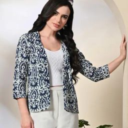 DECKEDUP Navy & White Cotton Printed Shrug-picture-24