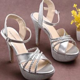 Carlo Romano Women's Silver Ankle Strap Stilettos-image-57