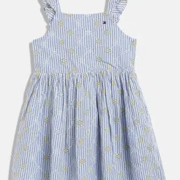 TOMMY HILFIGER Girls Blue Cotton Striped Dress-picture-14