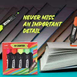 Cello Hi-Lighter with Chisel Points Kit of 5 Pcs Multicolour image 2