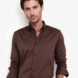 Rare Rabbit Rust Regular Fit Solid Shirt-picture-1