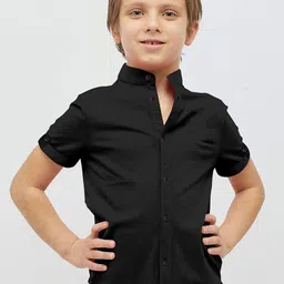 zarila Boys Mandarin Collar Cotton Casual Shirt-21