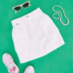 Pantaloons Junior White Cotton Regular Fit Skirt-image-88