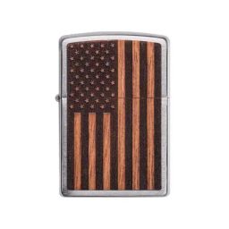 Zippo Chrome Brass Woodchuck Usa American Flag Windproof Pocket Lighter-image-12