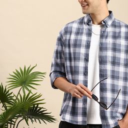 Mast & Harbour Pure Cotton Checked Button-Down Collar Relaxed Fit Casual Shirt-image-36