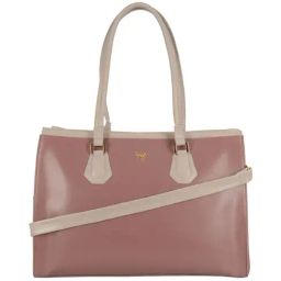 Baggit Nude Mauve Solid Large Laptop Tote Handbag-image-9
