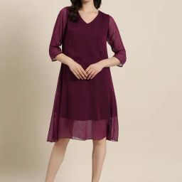 Qurvii Purple Midi Dress-image-42