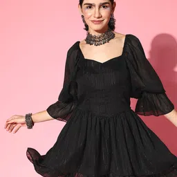 PANIT Women  Black Solid Twist & Knot Dress-picture-28