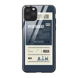 DailyObjects Teal Blue & White Hyderabad City Tag iPhone 11 Pro Max Glass Case-31