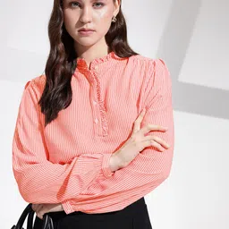 her by invictus Striped Mandarin Collar Top-picture-20