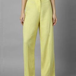 Allen Solly Yellow Mid Rise Flared Pants-image-79