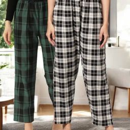 Kryptic Black & Light Green Cotton Relaxed Fit Printed Lounge Pants - Pack of 2-image-114