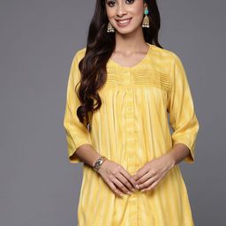 Libas Woven Design Striped Pleated Kurti-image-45