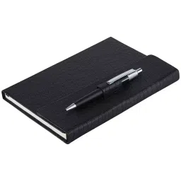 Worldone Pu Premium Notebook & Classy Metallic Ball Pen In Pen Loop Closure Size A5 Assorted Color, WPP1435-13