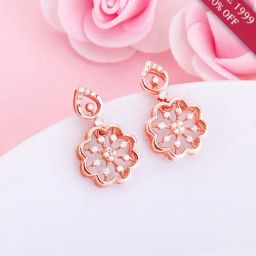 GIVA Love is Everywhere 92.5 Sterling Silver Floral Elegance Drop Earrings in Rose Gold-Plating-3