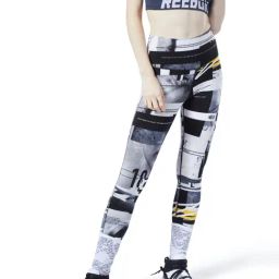 Reebok Black Cotton Printed Sports Leggings-image-95
