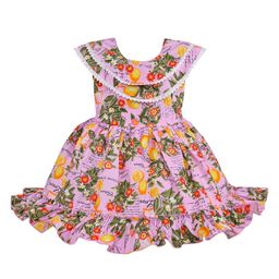Wish Karo Girls Pink Tropical Printed Belted Dress-11