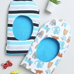 BUMZEE Infants Boys Pack Of 2 Printed Reversible Balaclava Caps-12