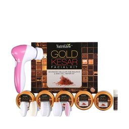 NutriGlow Set of Gold Kesar Facial Kit with 5-in-1 Portable Face Massager-13