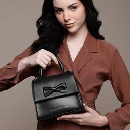 French Connection PU Handheld Bag with Bow Detail-41