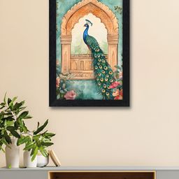 Myntra Elegant Homes Green & Blue Peacock Printed Wall Art-image-58