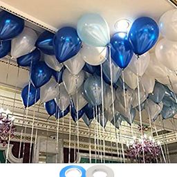 AMFIN Metallic Balloons Blue & White - Pack of 50-image-99