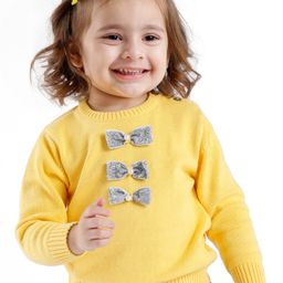 Babyoye Eco-Conscious Cotton Full Sleeves Sweater with Bow Design - Yellow-image-49