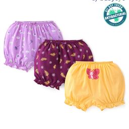 Babyoye Eco Conscious Cotton Bloomers Butterfly Print Pack of 3 - Multicolour-image-41