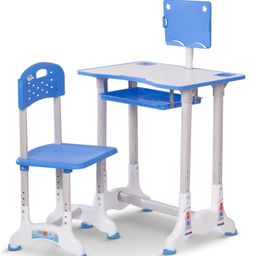 Baybee Study Table with Chair Set Adjustable Height Tiltable Desktop for Comfort to Maintain Posture - Blue-8