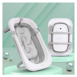Baybee Loria Foldable Baby BathTub for Kids Baby with Soft Cushion Drainer & Non Slip Base - Grey-57