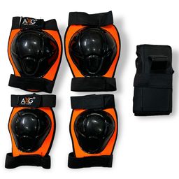 AXG New Goal Unique and Stylish Mould Knee guard, Elbow guard and Gloves Skating Guard Combo (Orange)-10