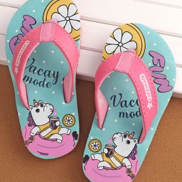 Cute Walk by Babyhug Slip On  Flip Flops with Unicorn Design- Pink & Blue-image-98