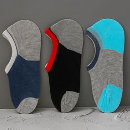 Yellow Bee Pack Of 3  Colour Blocked Socks - Blue Black & Navy Blue-image-12