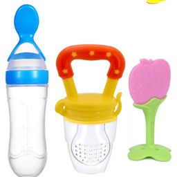 Joy Buzz Baby Silicone Spoon Feeder Fruit Feeder & Fruit Teether Combo Pack Of 3-5