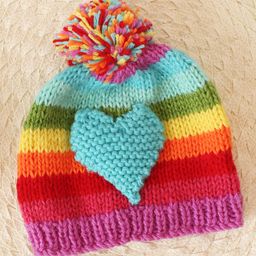 Woonie Handknitted Heart Applique Cap- Multi-image-23