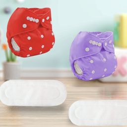 Sparkle Joy Washable & Reusable Cloth Diapers/Nappies Combo Pack of 2 Free size With 2 organic cotton White inserts - Red & Purple-6