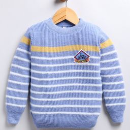 TOONYPORT Woollen Full Sleeves Striped Printed Sweater - Blue-image-90