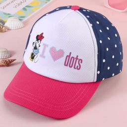 Babyhug Baseball Cap with Minnie Mouse & Text Print - White & Navy Blue-19