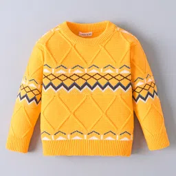 Mark & Mia Viscose Full Sleeves Pullover Sweater With Cable Knit Design - Yellow-picture-10