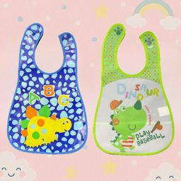 Badal Kidz Plastic Waterproof Baby Feeding Apron with BIB - Blue &Green(Pack of 2)-28