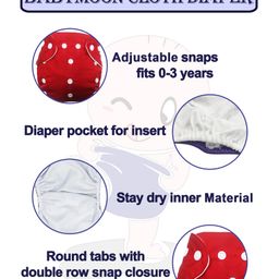 Babymoon Washable & Reusable Cloth Diapers With Insert Pack of 7 - Multicolor image 2