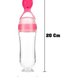 Joy Buzz Baby Silicone 90 ml Spoon Feeder Rattle Teether & Fruit Nibbler Combo Pack Of 3 - Pink image 3