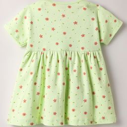 Simply Interlock Knit Half Sleeves Front Open Frocks With Floral Print Pack of 3 - Blue Light Green & Peach image 3