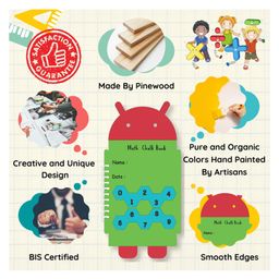 The Funny Mind Android Shaped Wooden Reusable and Traced Math Writing Practice Chalk Book For Kids and Pre Learner - English image 4