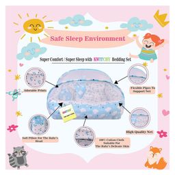 Kwitchy Baby Bed Luxury Bedding Memory Foam Mattress with Mosquito Net & Side Guards - Blue image 4