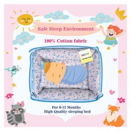 Kwitchy Baby Bed Luxury Bedding Memory Foam Mattress with Mosquito Net & Side Guards - Blue image 5
