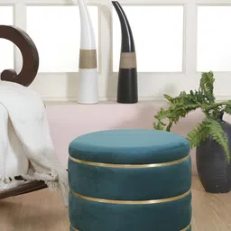 Shadowkart Se Green Velvet Cylindrical Pouffe Ottomans-image-62