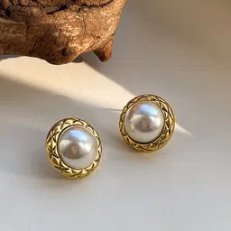 Krelin Gold-Plated Pearls Beaded Circular Shaped Studs-50