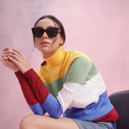 DressBerry Striped Colourblocked Pullover-image-95
