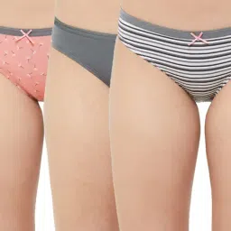 Soie Multicolor Printed Bikini Panty (Pack of 3)-55